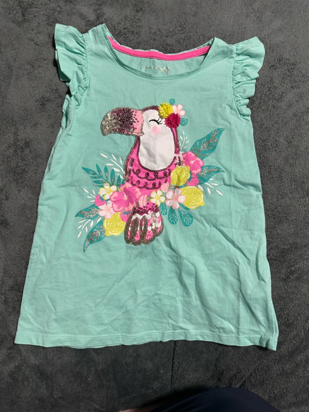Cynthia Rowley Mint Green Toucan Tank with Pink & Yellow Floral Accents
